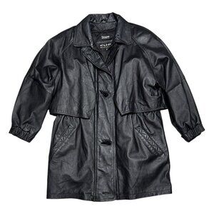 WILSONS LEATHER Luxury Designer Retro Lined Genuine LEATHER Coat Jacket Large